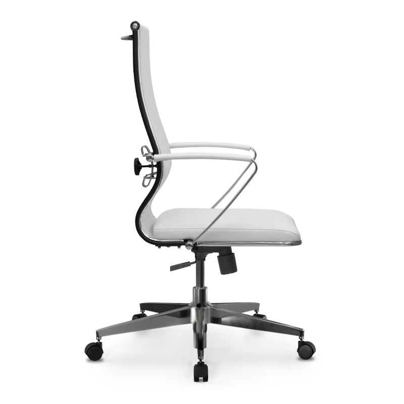 Ергономичен офис стол B2-163K с Mesh и PU кожа бял 58x70x103/117см.