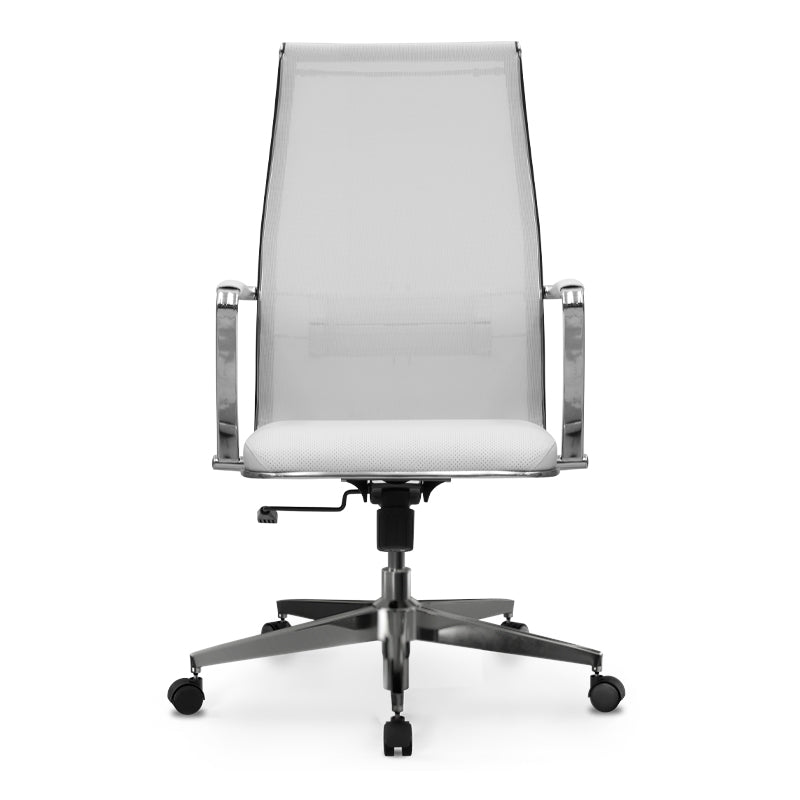 Ергономичен офис стол B2-163K с Mesh и PU кожа бял 58x70x103/117см.