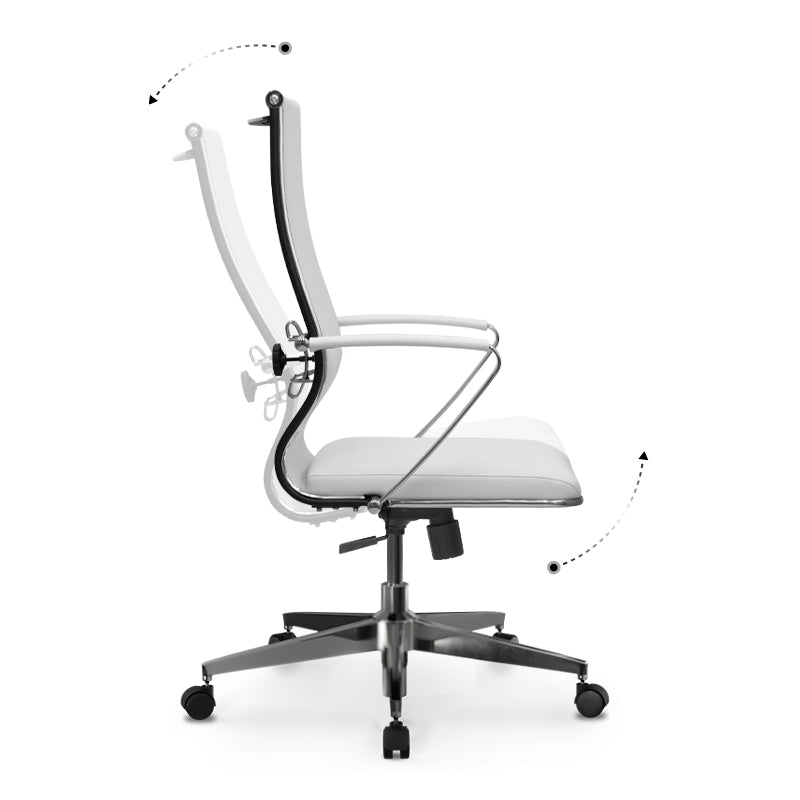 Ергономичен офис стол B2-163K с Mesh и PU кожа бял 58x70x103/117см.