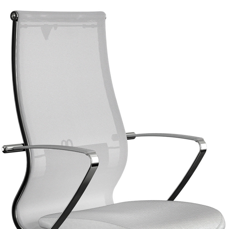 Ергономичен офис стол B2-163K с Mesh и PU кожа бял 58x70x103/117см.
