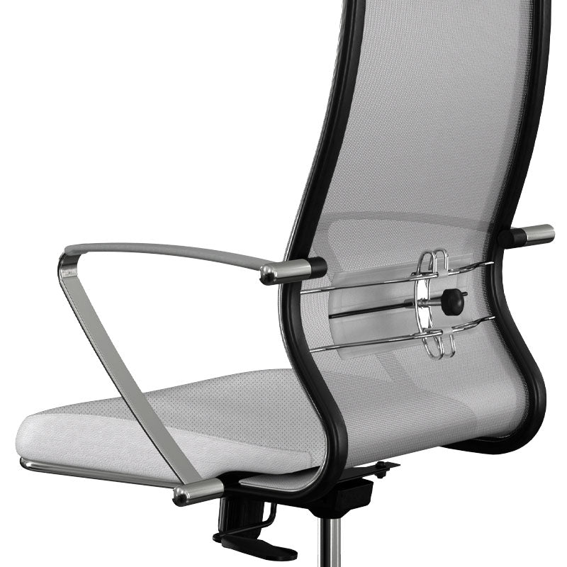 Ергономичен офис стол B2-163K с Mesh и PU кожа бял 58x70x103/117см.