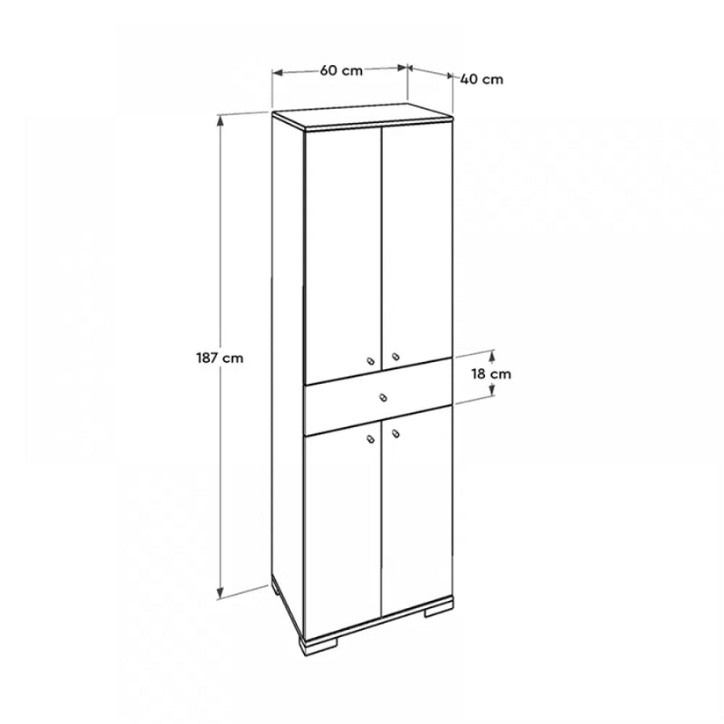 Гардероб Diamond двукрилен бял гланц 60x38x187см.