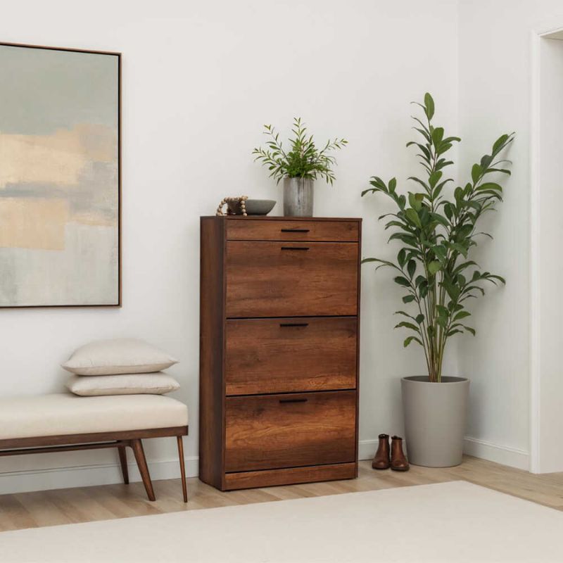 Поставка за обувки Flat 18 чифта орехов цвят 75x29x128см.