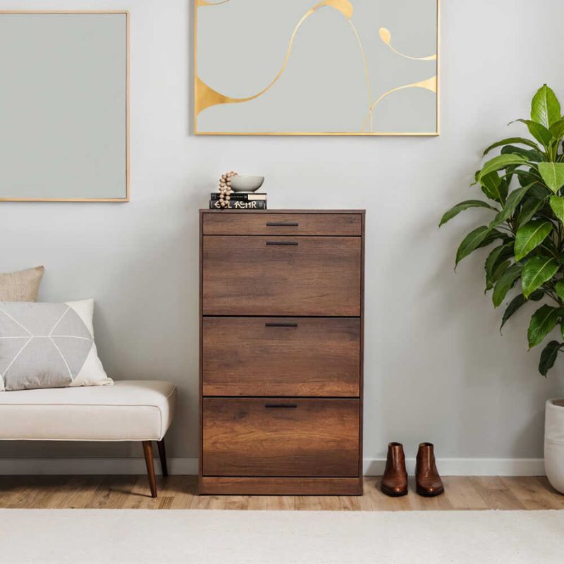 Поставка за обувки Flat 18 чифта орехов цвят 75x29x128см.