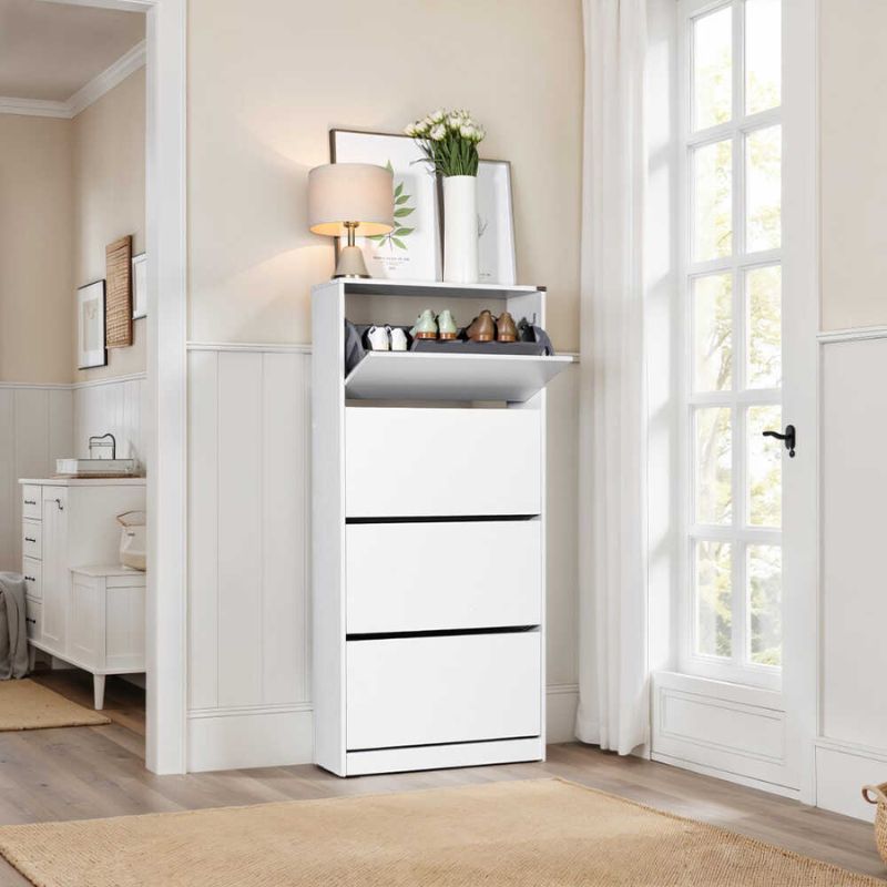Поставка за обувки Flat Duo 24 чифта бял цвят 73x26x157см.
