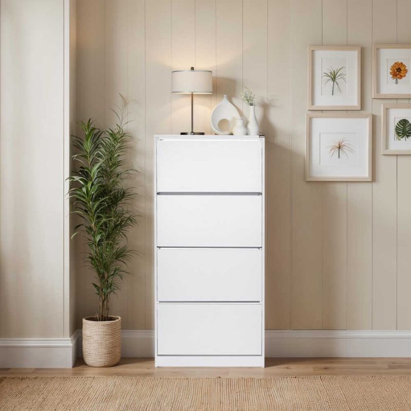 Поставка за обувки Flat Duo 24 чифта бял цвят 73x26x157см.