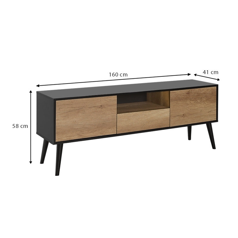 Мебел за телевизор Style меламин черно-tori 160x41x58см.