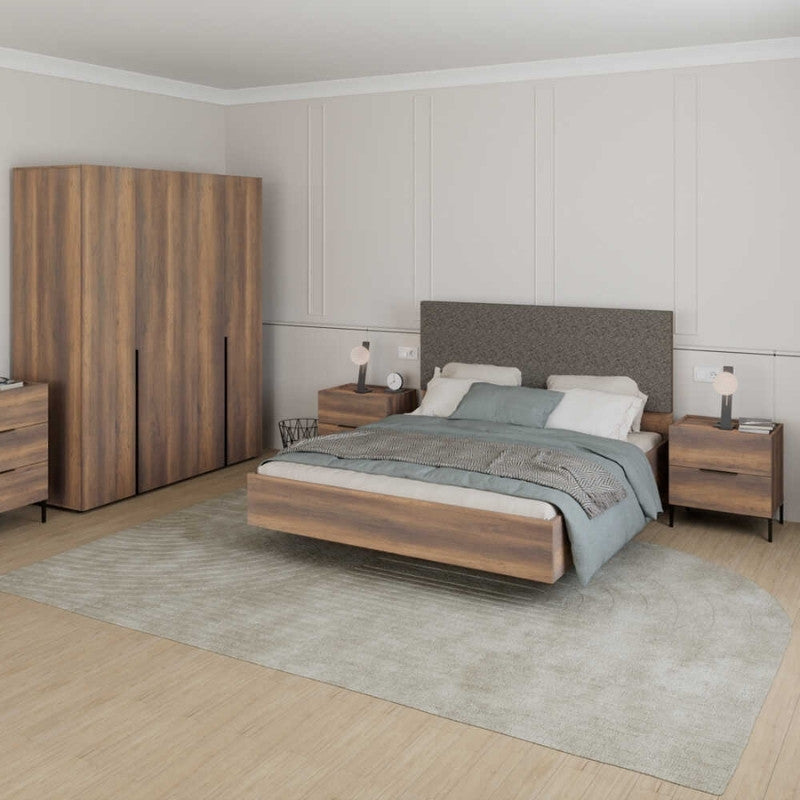 Oryana меламиново - текстилно легло в цвят орех 160x200cm.