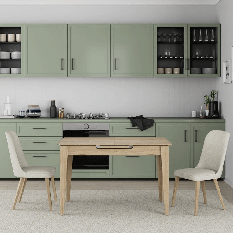 Trendline меламинова разтегателна маса в цвят дъб 120/150x70x75cm.