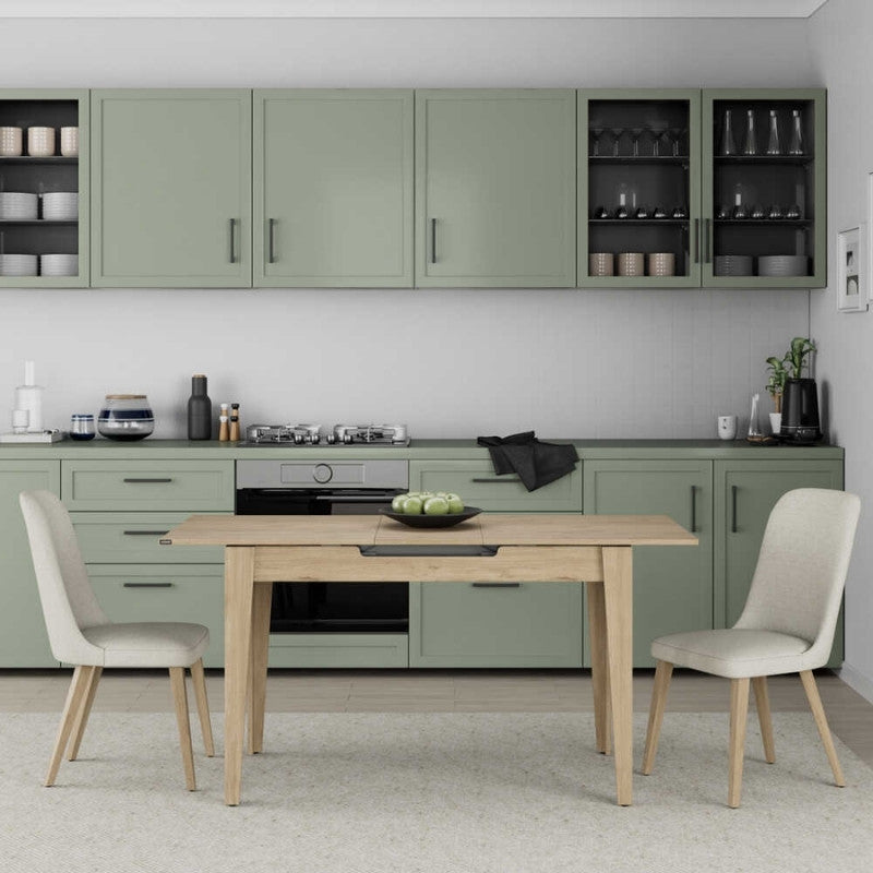 Trendline меламинова разтегателна маса в цвят дъб 120/150x70x75cm.
