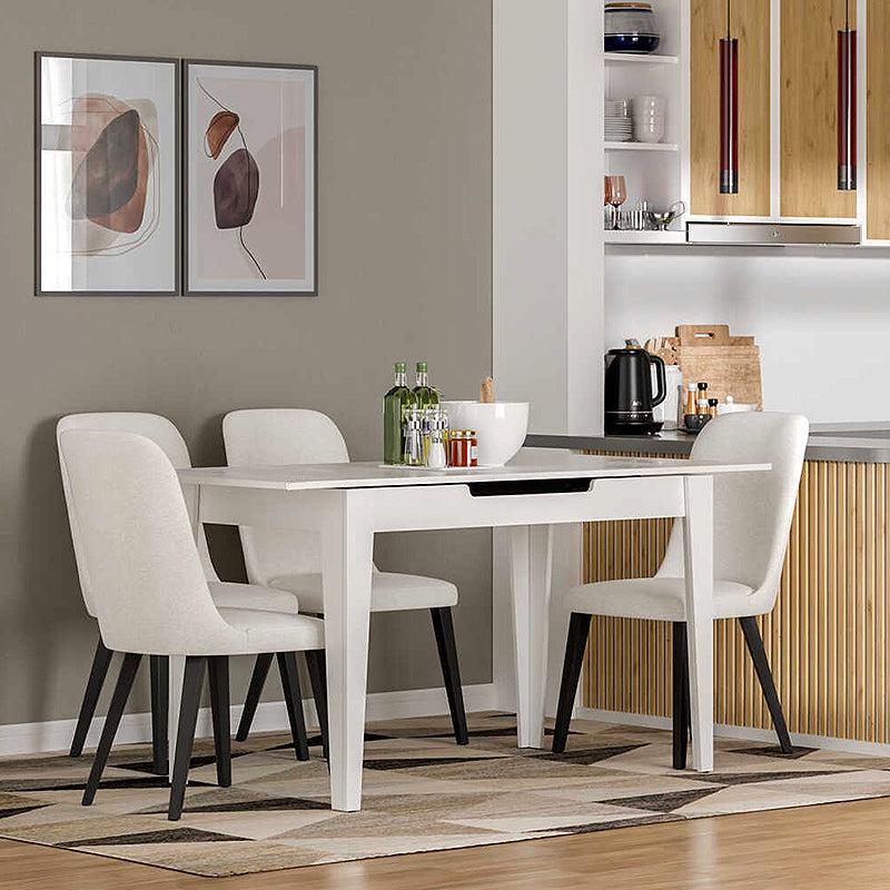 Trendline меламинов разтегателен маса в бял цвят 120/150x70x75cm.