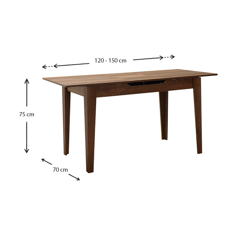 Trendline меламинов разтегателен маса в цвят орех 120/150x70x75cm.