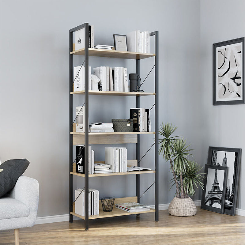 Connect метален - меламинов шкаф за книги в цвят флоридски дъб 73x35x172cm.