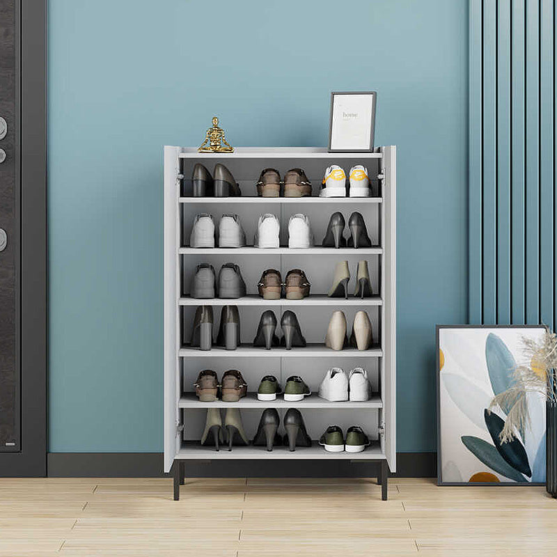 Pool меламинов шкаф за обувки в бял цвят 72x34x119cm.