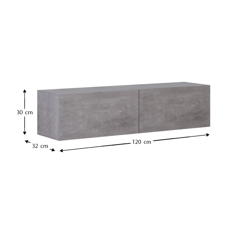 Palm меламиново стенна мебел за телевизор в ретро сив цвят 120x32x30cm.