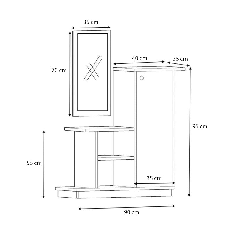 Сладко меламиново входно обзавеждане в дъб - антрацит 90x35x95cm.