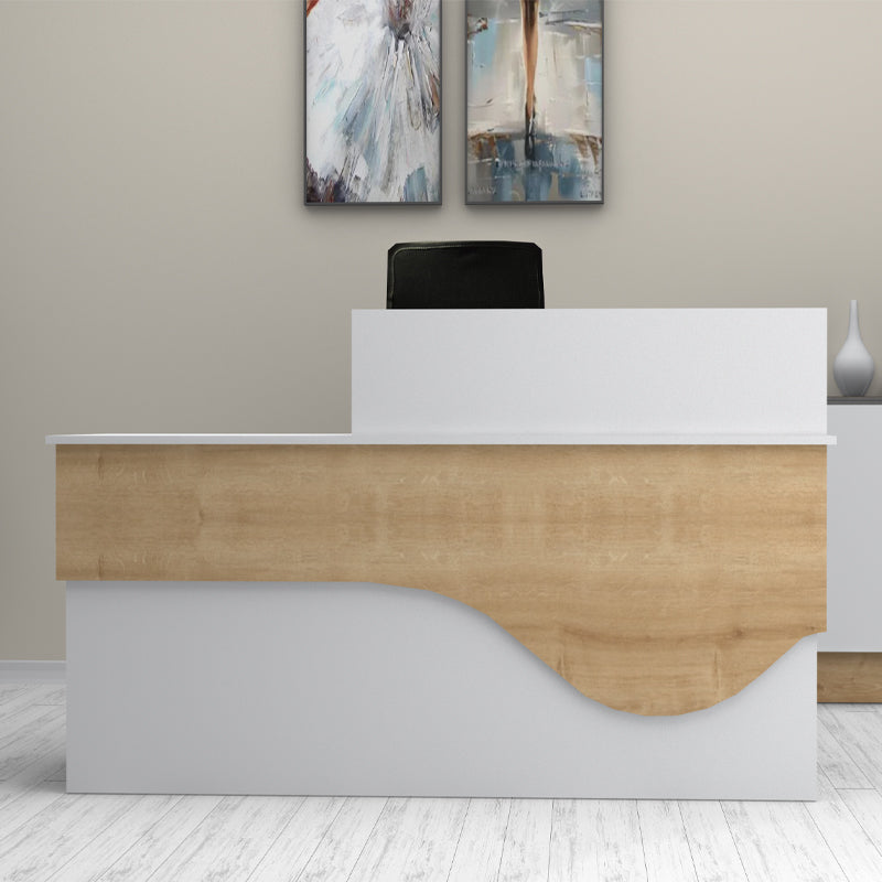Dustin рецепция от меламин в бяло - дъб 160x60x101.8cm.
