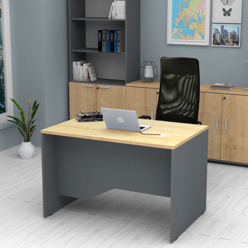 Venturo работно бюро от меламин в антрацит - дъб 120x80x75cm.