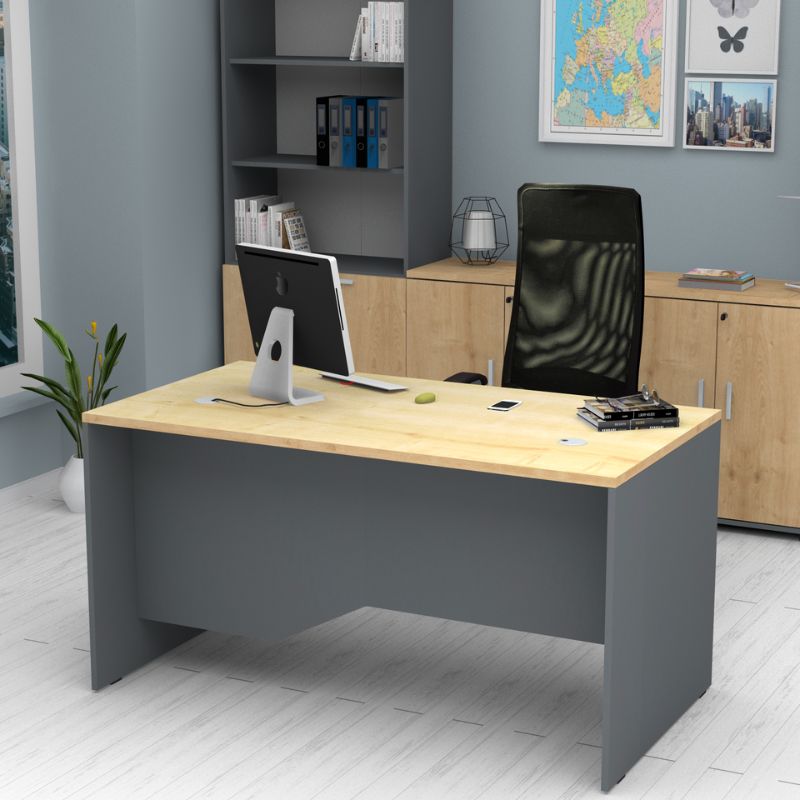 Venturo работно бюро от меламин в антрацит - дъб 150x80x75cm.
