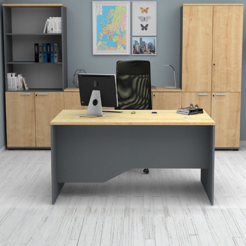 Venturo работно бюро от меламин в антрацит - дъб 150x80x75cm.