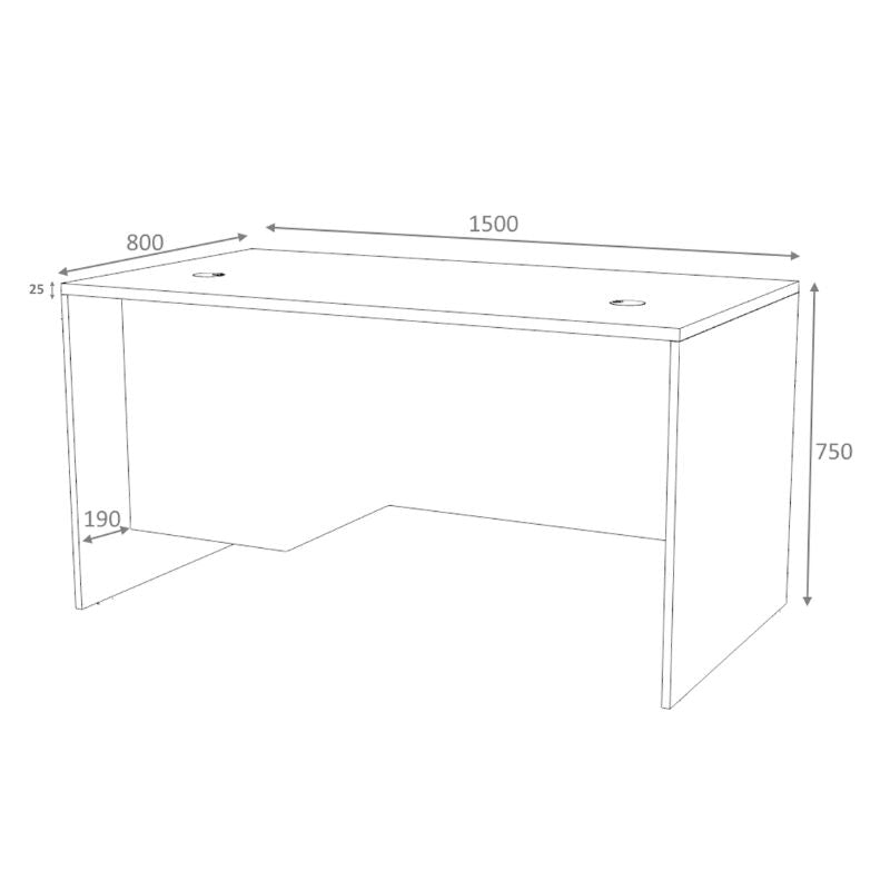 Venturo работно бюро от меламин в антрацит - дъб 150x80x75cm.