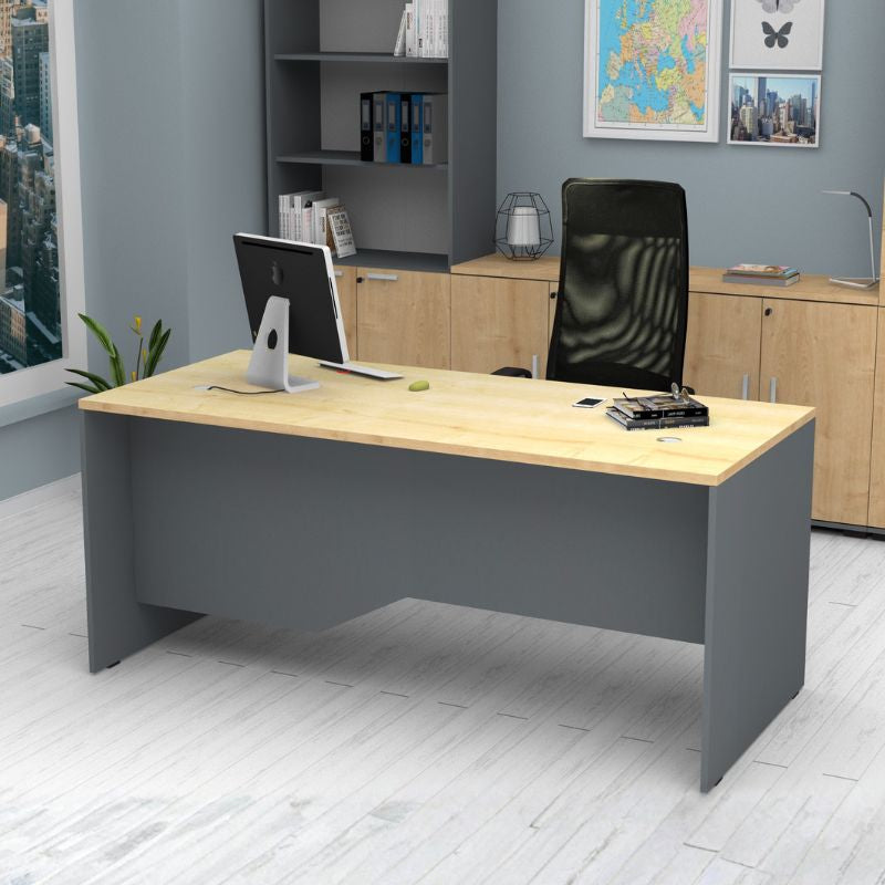 Venturo работно бюро от меламин в антрацит - дъб 180x80x75cm.
