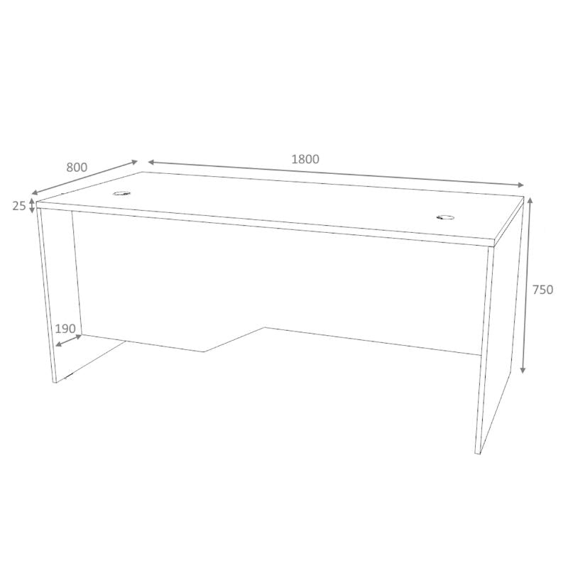 Venturo работно бюро от меламин в антрацит - дъб 180x80x75cm.