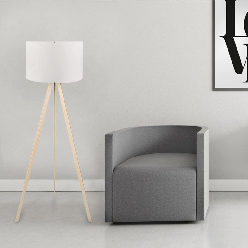 Rosling Подова лампа MDF/плат/PVC в натурален/бял цвят 38x21x140cm.