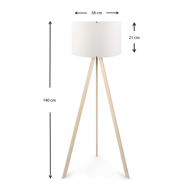 Rosling Подова лампа MDF/плат/PVC в натурален/бял цвят 38x21x140cm.