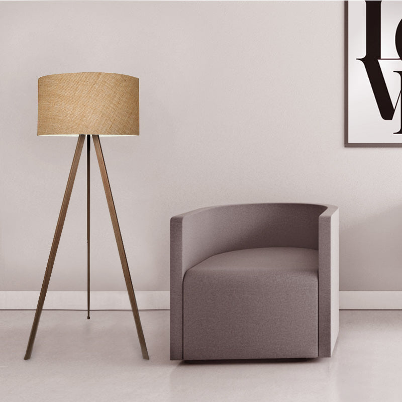 Подово осветително тяло Rosling MDF/текстил/PVC в орех/естествен цвят 38x38x140см.