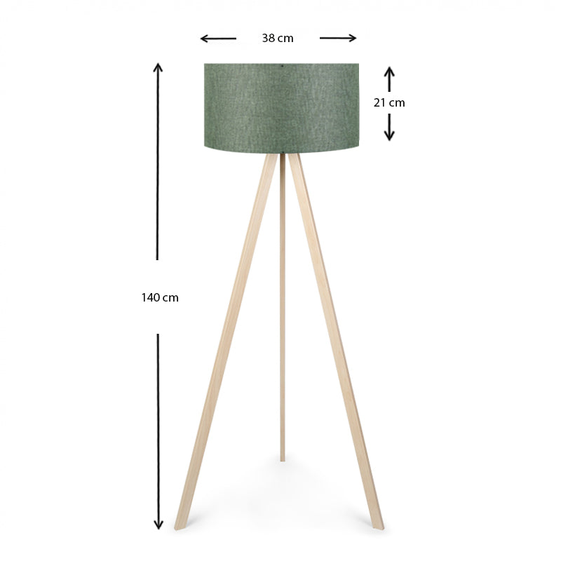 Rosling Mdf/плат/Пвц подова лампа в естествен/хаки зелен цвят 38x38x140cm.