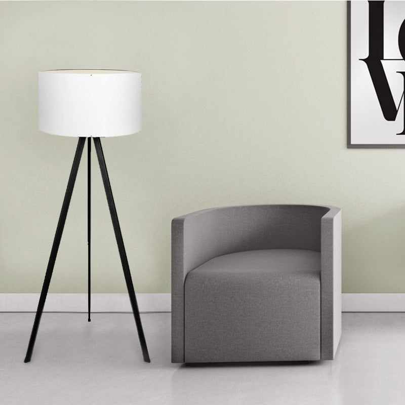 Rosling Подова лампа MDF/плат/PVC в черно/бяло 38x38x140cm