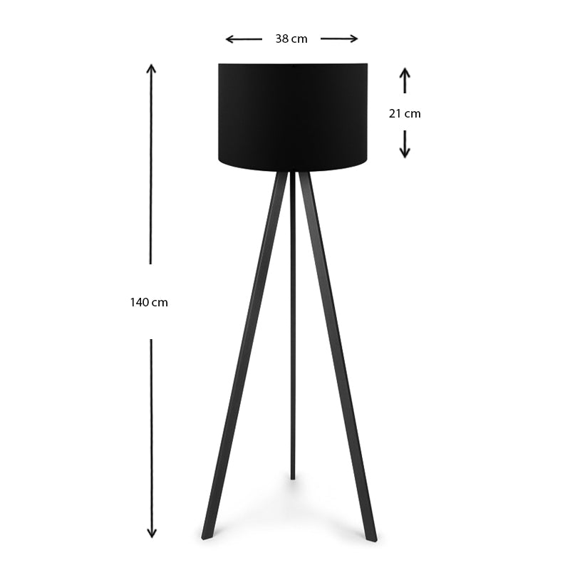 Rosling Подова лампа MDF/плат/PVC в черен цвят 38x21x140cm