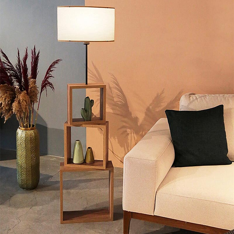 Claude Подова лампа MDF/текстил/PVC в кафяво/бежово 37x20x140cm