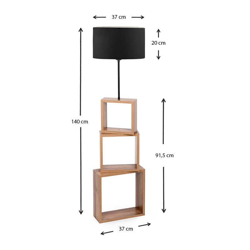 Claude Подова лампа MDF/текстил/PVC в кафяво/черно 37x20x140cm