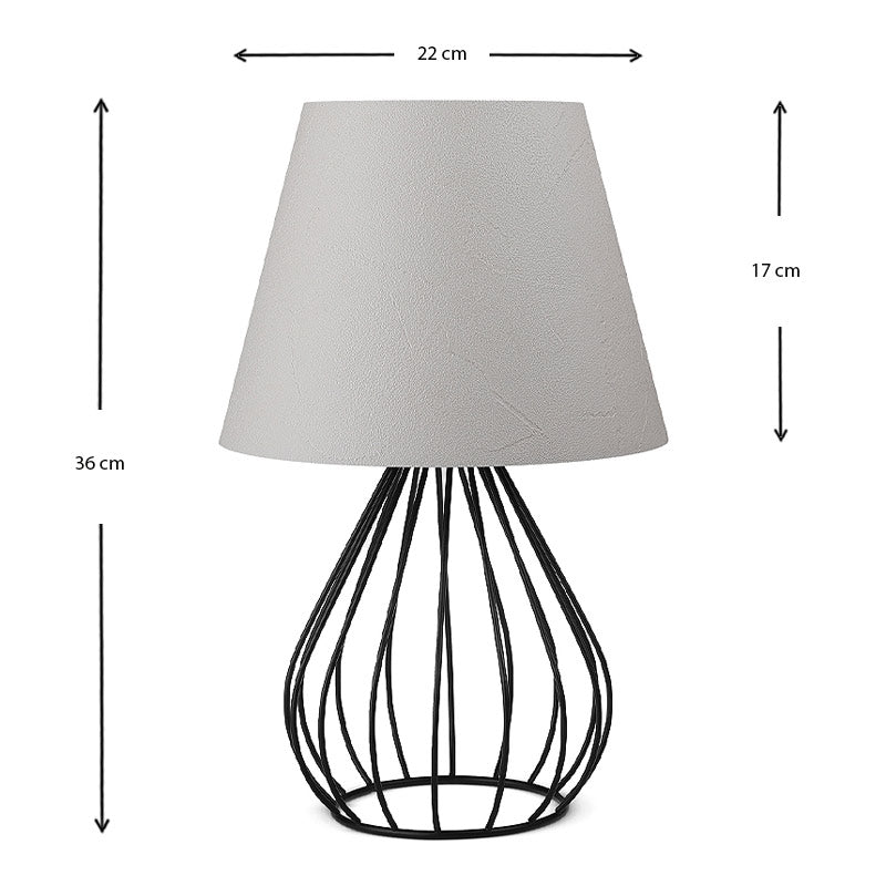 Текстилна/PVC/метална настолна лампа Akerlind в светло сив/черен цвят 22x17x36cm.