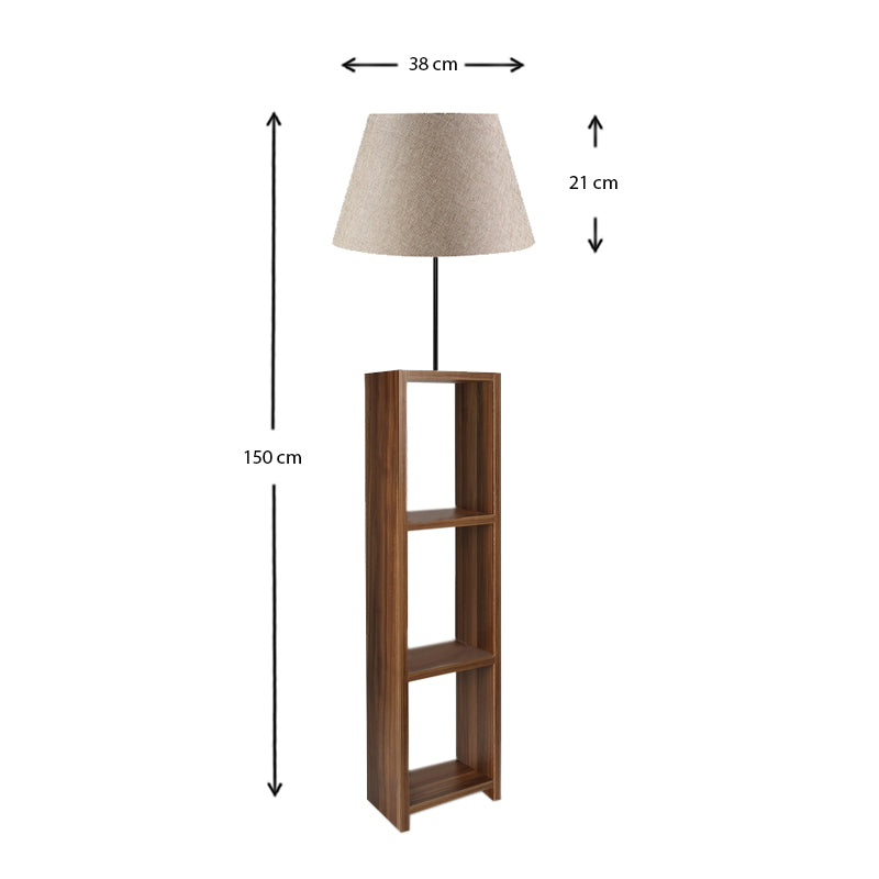 Launo Подова лампа от MDF/плат/PVC в бежово/орехов цвят 38x38x150cm.
