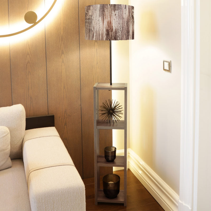 Launo Подова лампа MDF/плат/PVC в кафяв/орехов цвят 38x38x150cm.