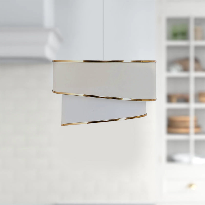 Fanny E27 fabric ceiling lamp in white - gold color Φ30x70cm