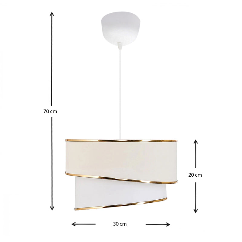 Fanny E27 fabric ceiling lamp in white - gold color Φ30x70cm