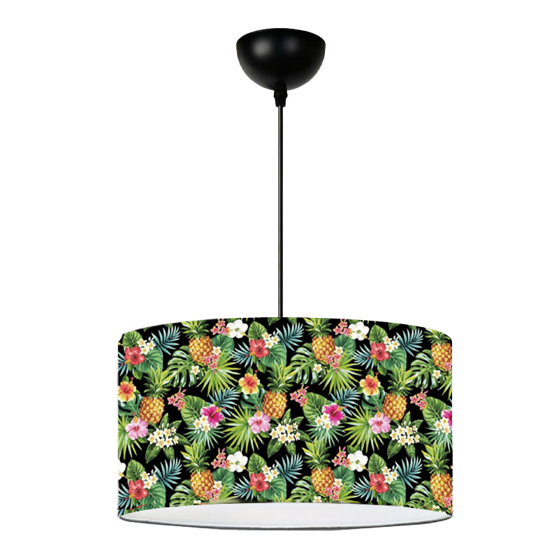 Alamea E27 fabric ceiling lamp multicolor floral Φ38x70cm.