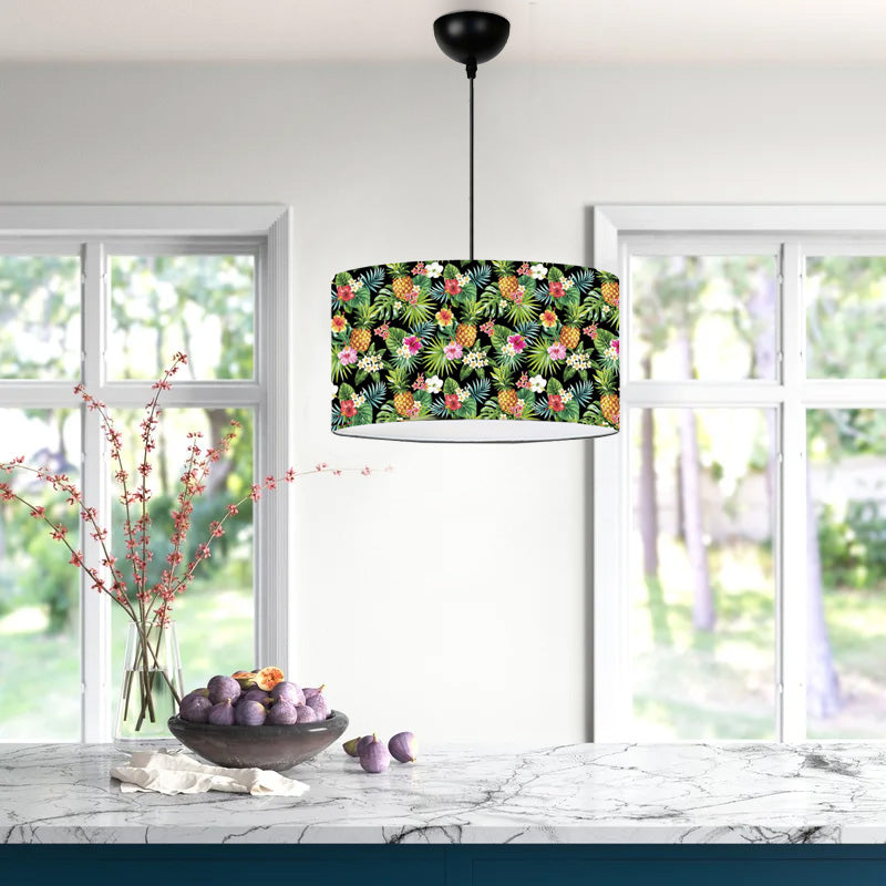 Alamea E27 fabric ceiling lamp multicolor floral Φ38x70cm.