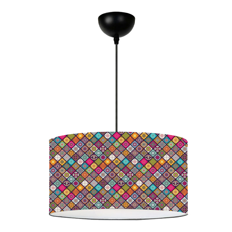 Alamea E27 fabric ceiling lamp multicolor victorian pattern Φ38x70cm.
