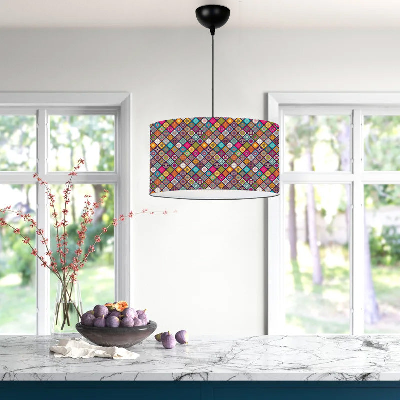 Alamea E27 fabric ceiling lamp multicolor victorian pattern Φ38x70cm.