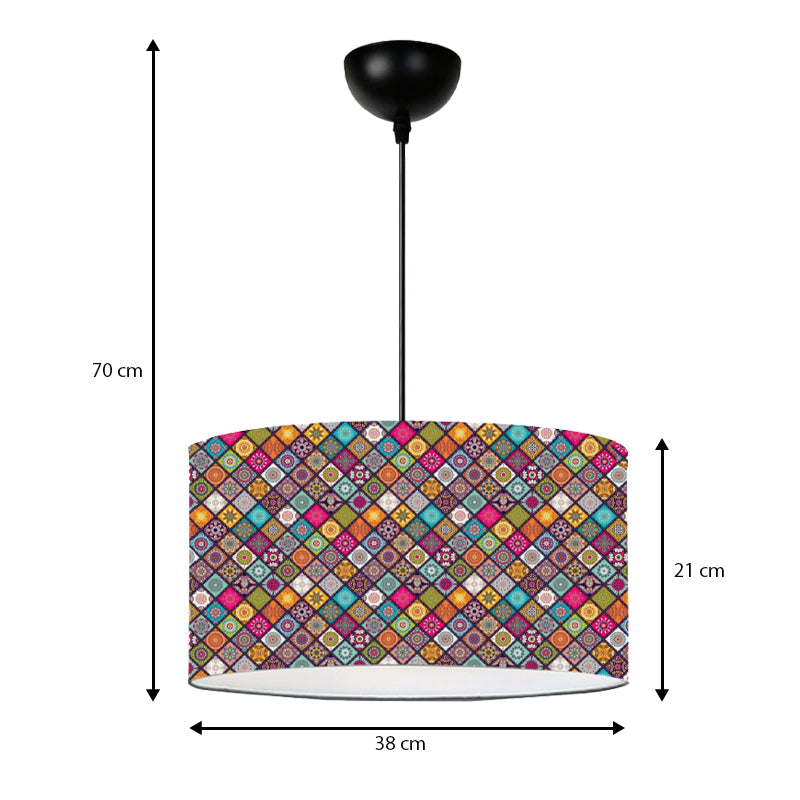 Alamea E27 fabric ceiling lamp multicolor victorian pattern Φ38x70cm.