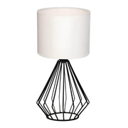 Aldo E27 fabric/metal table light in white - black color Φ18x36cm.