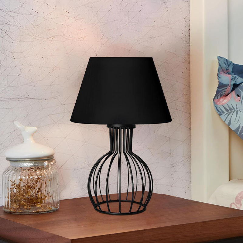 Magnolia E27 fabric/metal table light in black color Φ22x36cm.