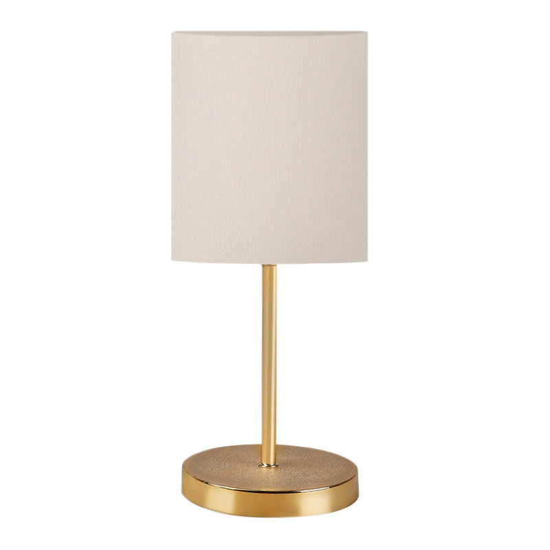 Ingared E27 fabric table light in cream - gold color Φ15x39cm.
