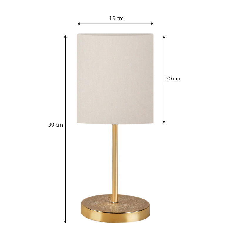 Ingared E27 fabric table light in cream - gold color Φ15x39cm.
