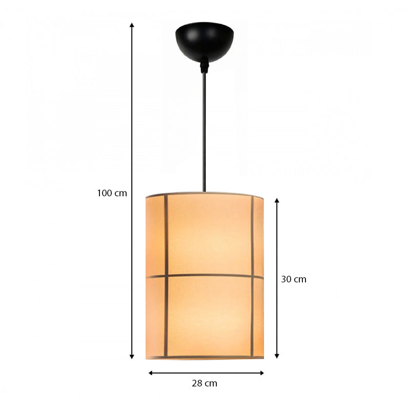 Strip E27 fabric ceiling lamp in cream color Φ28x100cm